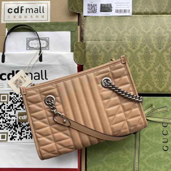 1:1 Replica Gucci GG Marmont Small Tote Bag Brown For Women 10.2in/26.5cm GG
