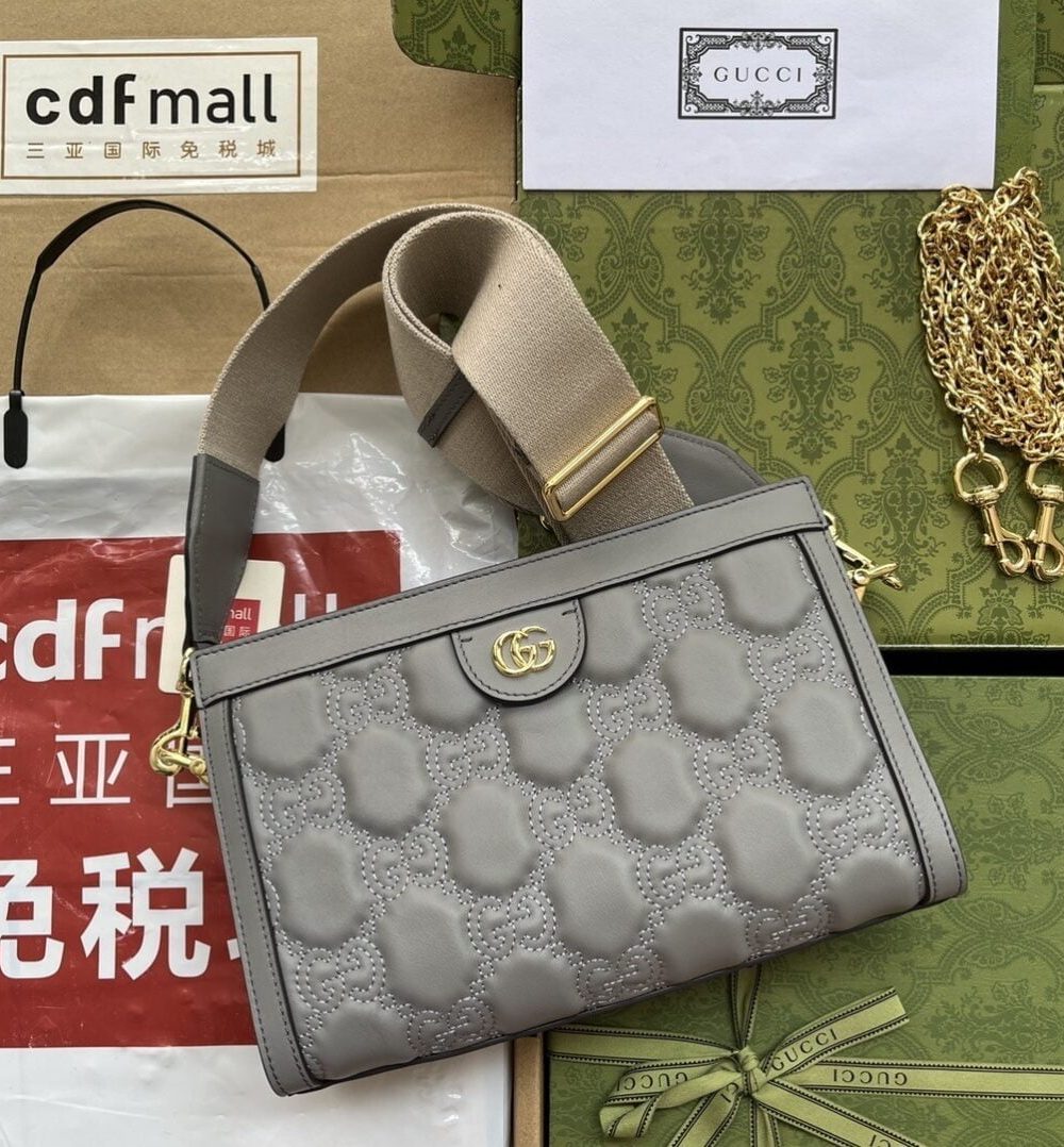 1:1 Replica Gucci GG Matelassé Small Bag Grey For Women, Women's Bags 10.2in/26cm GG 702200 UM8HG 1563