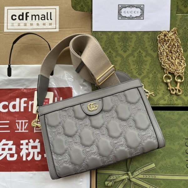 1:1 Replica Gucci GG Matelassé Small Bag Grey For Women, Women's Bags 10.2in/26cm GG‎ ‎702200 UM8HG 1563