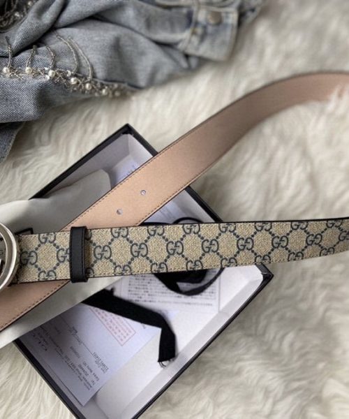 1:1 Replica Gucci GG Supreme Belt With G Buckle Beige, Women Belt 411924 KGDHN 4075