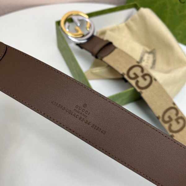 1:1 Replica Gucci GG Supreme Belt With G Buckle Beige/Ebony And Brown GG Supreme Canvas For Women, Women Belt