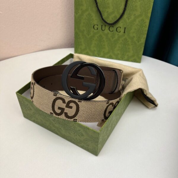 1:1 Replica Gucci GG Supreme Belt With G Buckle Beige/Ebony And Brown GG Supreme Canvas For Women, Women Belt
