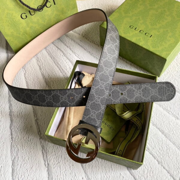 1:1 Replica Gucci GG Supreme Belt With G Buckle Black/Grey, Women Belt 411924