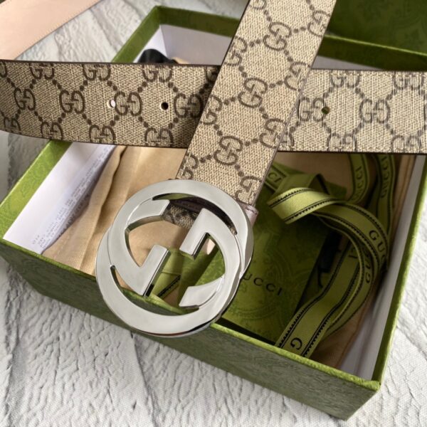 1:1 Replica Gucci GG Supreme Belt With G Buckle Brown, Women Belt ‎411924 KGDHN 9643