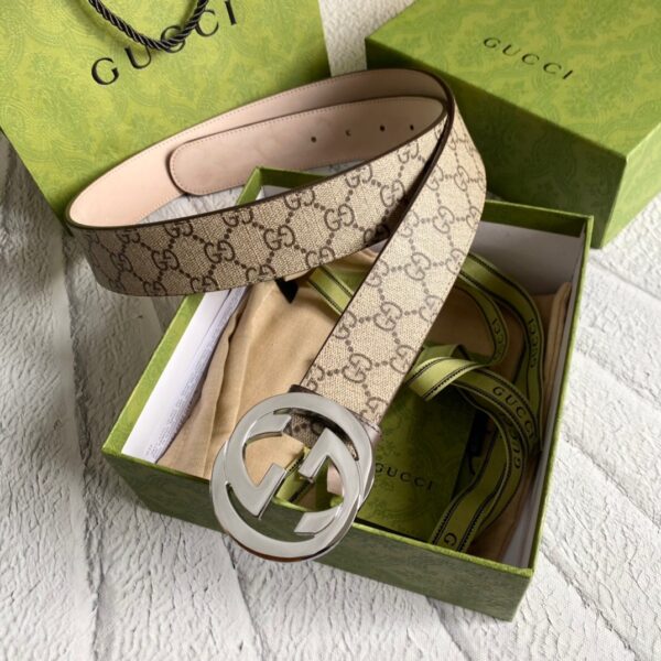 1:1 Replica Gucci GG Supreme Belt With G Buckle Brown, Women Belt ‎411924 KGDHN 9643