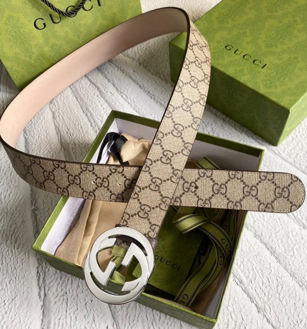 1:1 Replica Gucci GG Supreme Belt With G Buckle Brown, Women Belt 411924 KGDHN 9643