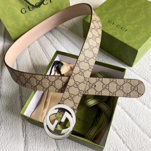 1:1 Replica Gucci GG Supreme Belt With G Buckle Brown, Women Belt ‎411924 KGDHN 9643