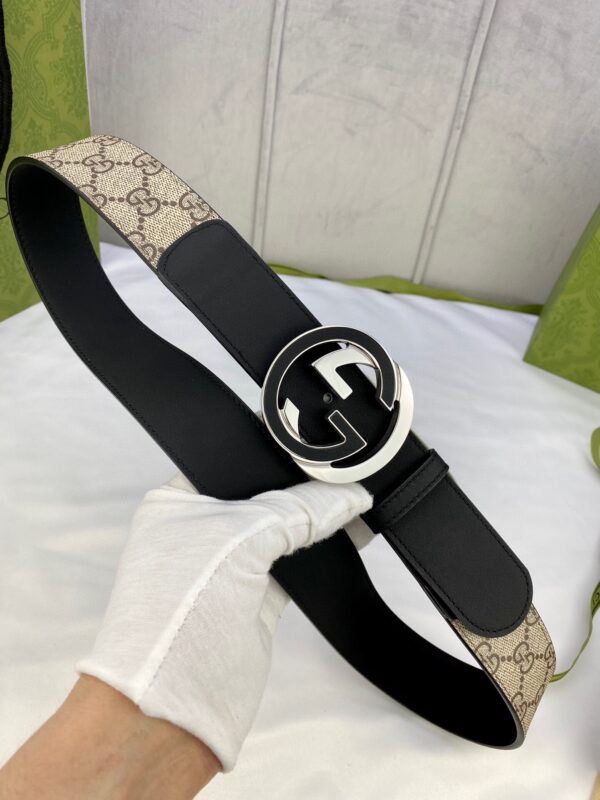 1:1 Replica Gucci GG Supreme Belt With Interlocking G Buckle Beige/Ebony GG Supreme And Black For Women, Women Belt