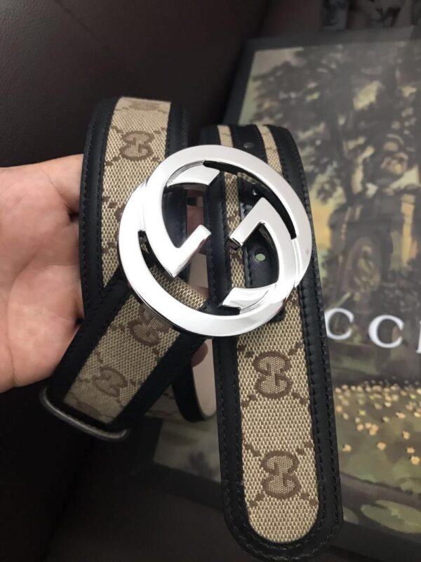 1:1 Replica Gucci GG Supreme Belt With Interlocking G Buckle Beige/Ebony GG Supreme Canvas For Women, Women Belt