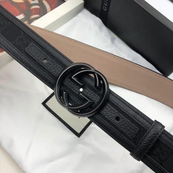 1:1 Replica Gucci GG Supreme Belt With Interlocking G Buckle Black For Women, Women Belt