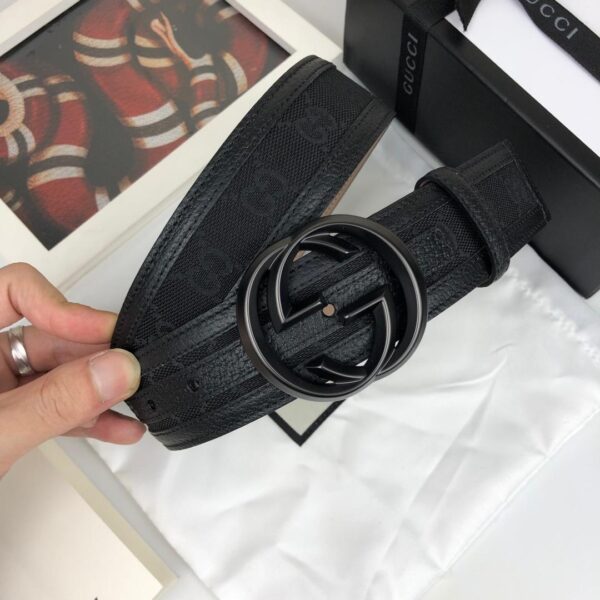 1:1 Replica Gucci GG Supreme Belt With Interlocking G Buckle Black For Women, Women Belt
