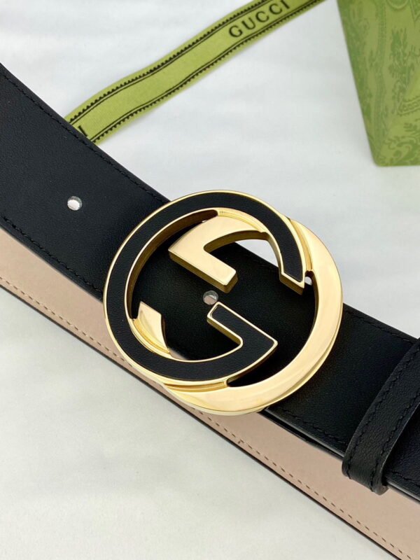 1:1 Replica Gucci GG Supreme Belt With Interlocking G Buckle Black/Grey GG Supreme Canvas With Black For Women, Women Belt