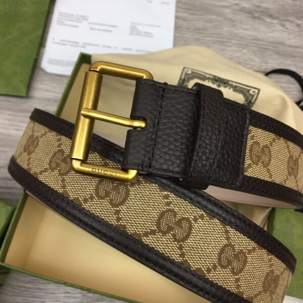 1:1 Replica Gucci GG Supreme Belt With Square Buckle Beige/Ebony GG Supreme For Women, Women Belt