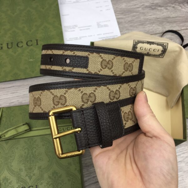 1:1 Replica Gucci GG Supreme Belt With Square Buckle Beige/Ebony GG Supreme For Women, Women Belt