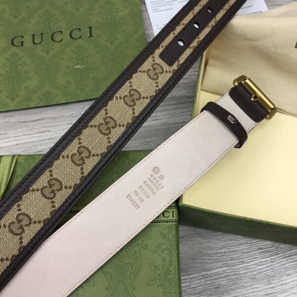 1:1 Replica Gucci GG Supreme Belt With Square Buckle Beige/Ebony GG Supreme For Women, Women Belt