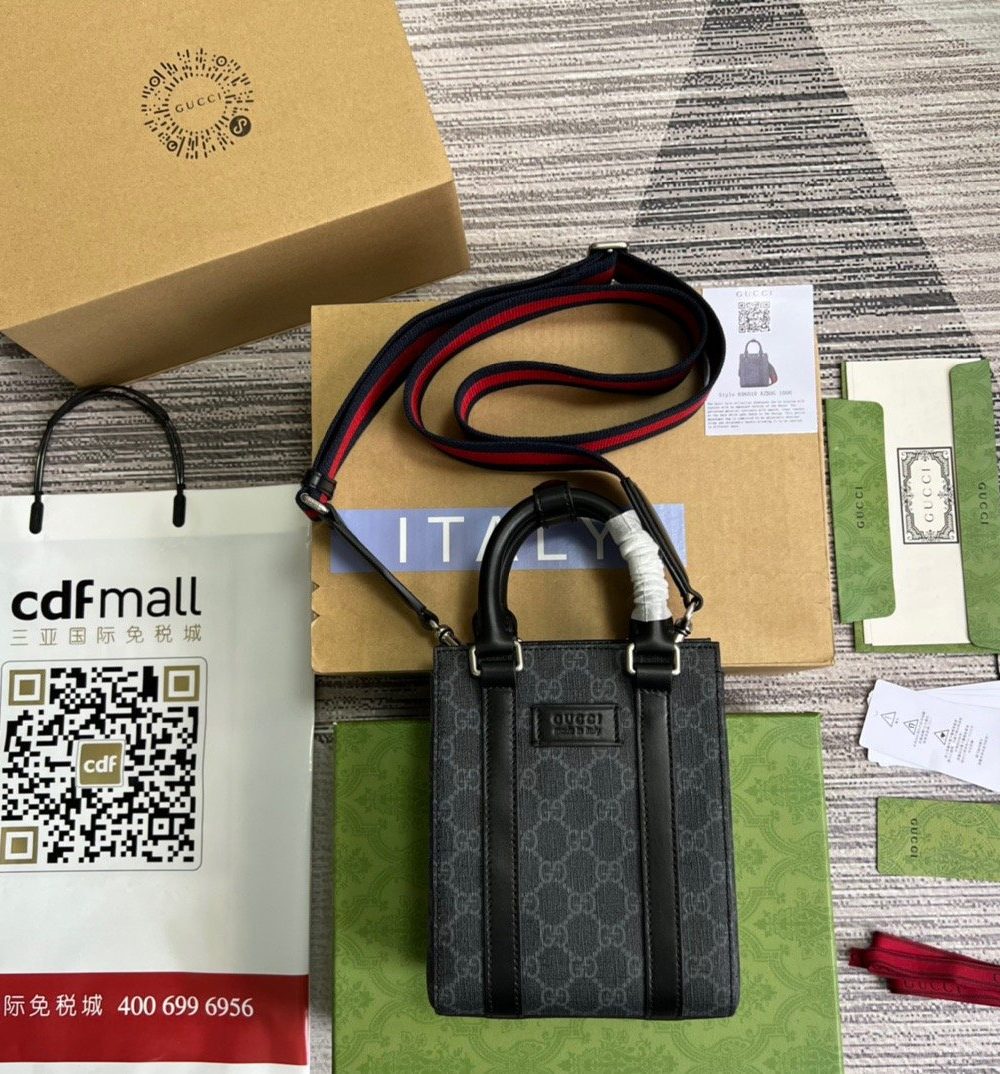 1:1 Replica Gucci GG Supreme Mini Tote Bag Black GG Supreme Canvas For Women 7.9in/20cm GG 696010 K5RLN 1095