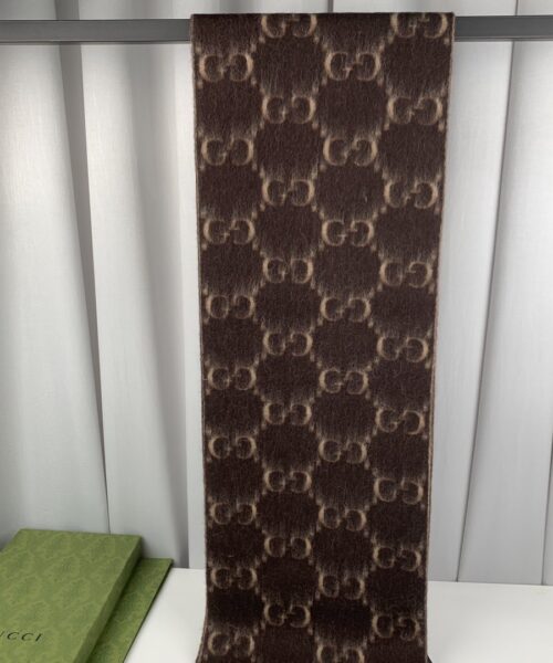Gucci GG Wool Stole Scarf Brown 75in/190cm