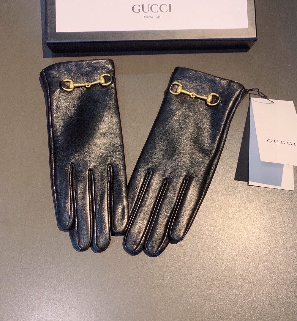Gucci Gloves With Hoursebit In Black