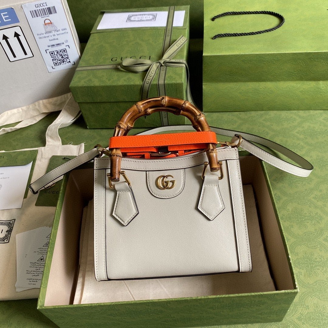 1:1 Replica Gucci Gucci Diana Mini Tote Bag White For Women 8in/20cm GG ‎702732 U3ZDT 9196