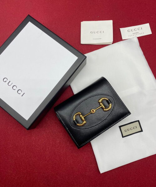 1:1 Replica Gucci Horsebit 1955 Card Case Wallet Black Women’s Wallet 11cm/4.3in GG ‎621887 0YK0G 1000