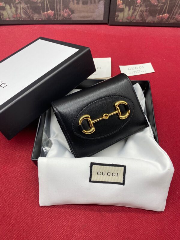 1:1 Replica Gucci Horsebit 1955 Card Case Wallet Black Women’s Wallet 11cm/4.3in GG ‎621887 0YK0G 1000