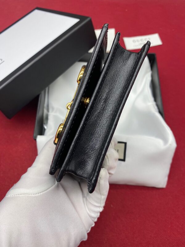 1:1 Replica Gucci Horsebit 1955 Card Case Wallet Black Women’s Wallet 11cm/4.3in GG ‎621887 0YK0G 1000