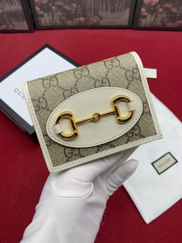 1:1 Replica Gucci Horsebit 1955 Card Case Wallet Light Grey Women's Wallet 11cm/4.3in GG 621887 92TCG 9761