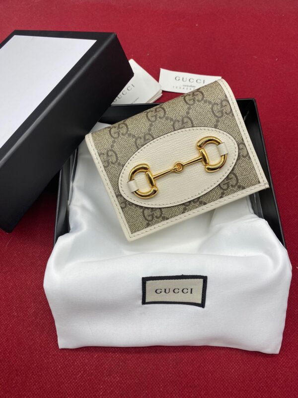1:1 Replica Gucci Horsebit 1955 Card Case Wallet Light Grey Women's Wallet 11cm/4.3in GG 621887 92TCG 9761