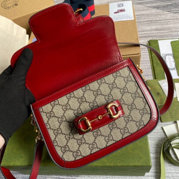 1:1 Replica Gucci Horsebit 1955 GG Mini Bag Red For Women, Women's Bags 8in/21cm GG