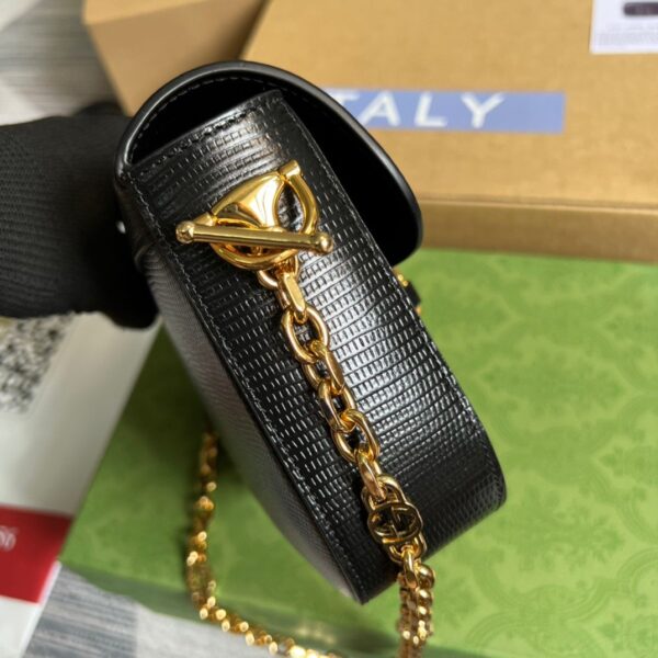 1:1 Replica Gucci Horsebit 1955 Lizard Mini Bag Black For Women, Women's Bags 8in/20cm GG