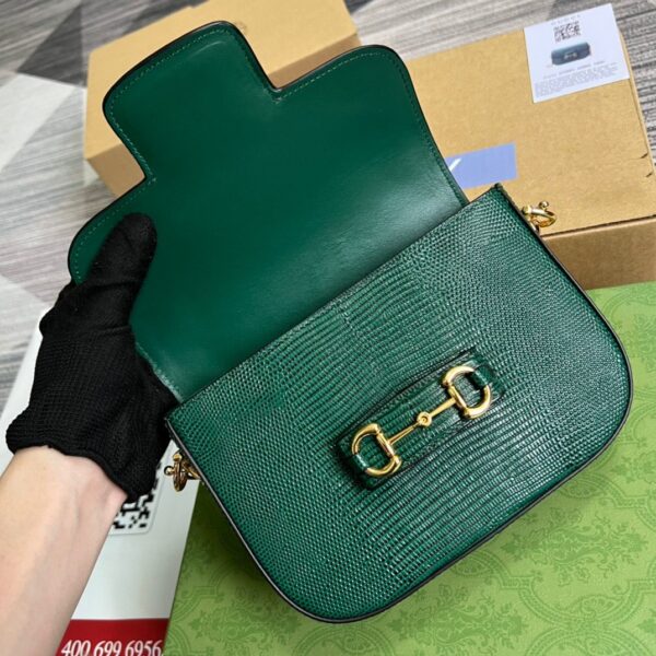 1:1 Replica Gucci Horsebit 1955 Lizard Mini Bag Green For Women, Women's Bags 8in/20cm GG‎ ‎675801 LUZ0G 3154