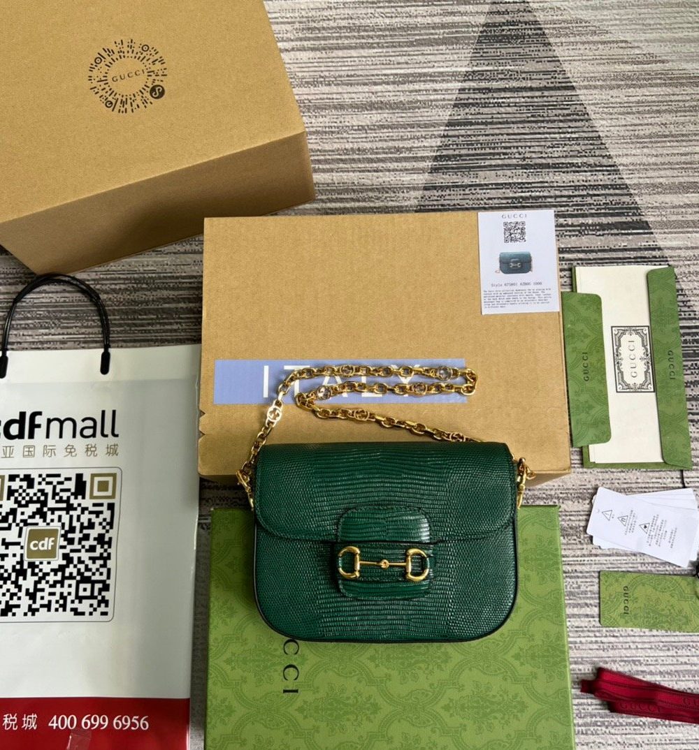 1:1 Replica Gucci Horsebit 1955 Lizard Mini Bag Green For Women, Women's Bags 8in/20cm GG 675801 LUZ0G 3154