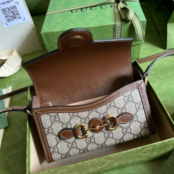 1:1 Replica Gucci Horsebit 1955 Mini Bag Beige For Women, Women's Bags 7.1in/18cm GG ‎‎‎699296 92TCG 8563