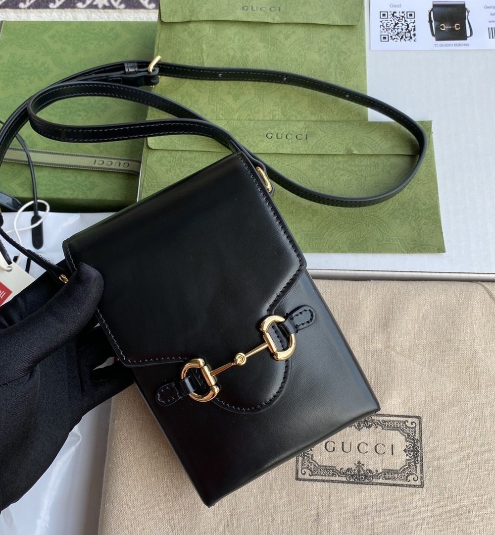 1:1 Replica Gucci Horsebit 1955 Mini Bag Black For Women And Men 6.7in/17cm GG 625615 0YK0G 1000