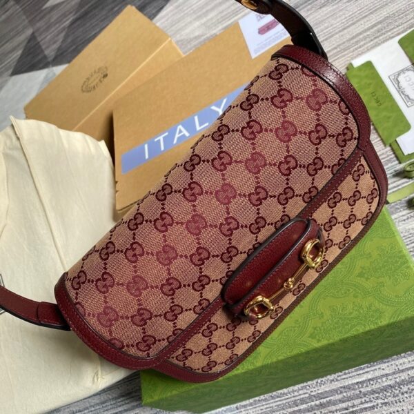 1:1 Replica Gucci Horsebit 1955 Shoulder Bag Beige And Ivory For Women, Women's Bags 9.8in/25cm GG