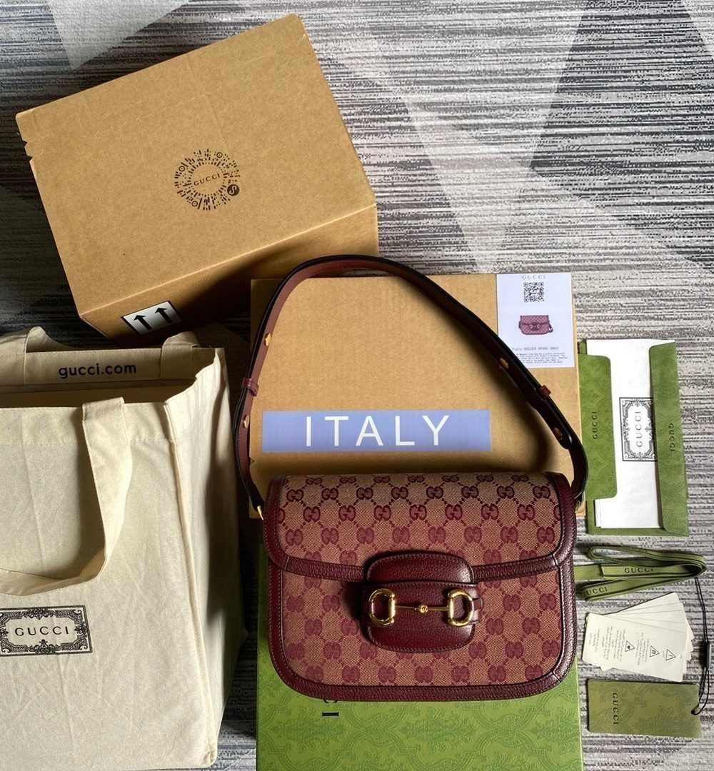 1:1 Replica Gucci Horsebit 1955 Shoulder Bag Beige And Ivory For Women, Women's Bags 9.8in/25cm GG