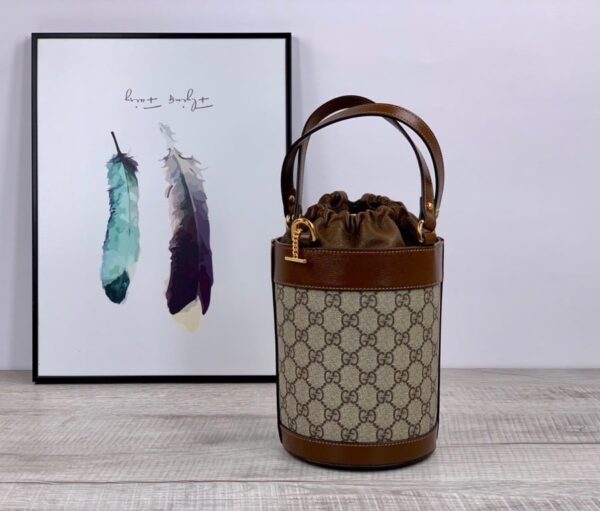 1:1 Replica Gucci Horsebit 1955 Small Bucket Bag In GG Supreme Canvas Brown For Women 7.5in/19cm GG 637115 92TPG 8563