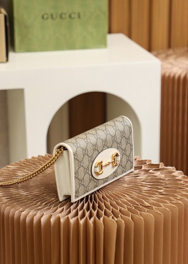 1:1 Replica Gucci Horsebit 1955 Wallet With Chain 19cm Beige