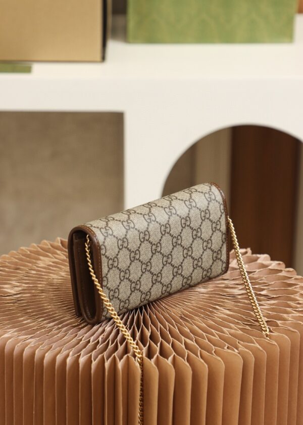 1:1 Replica Gucci Horsebit 1955 Wallet With Chain 19cm Beige