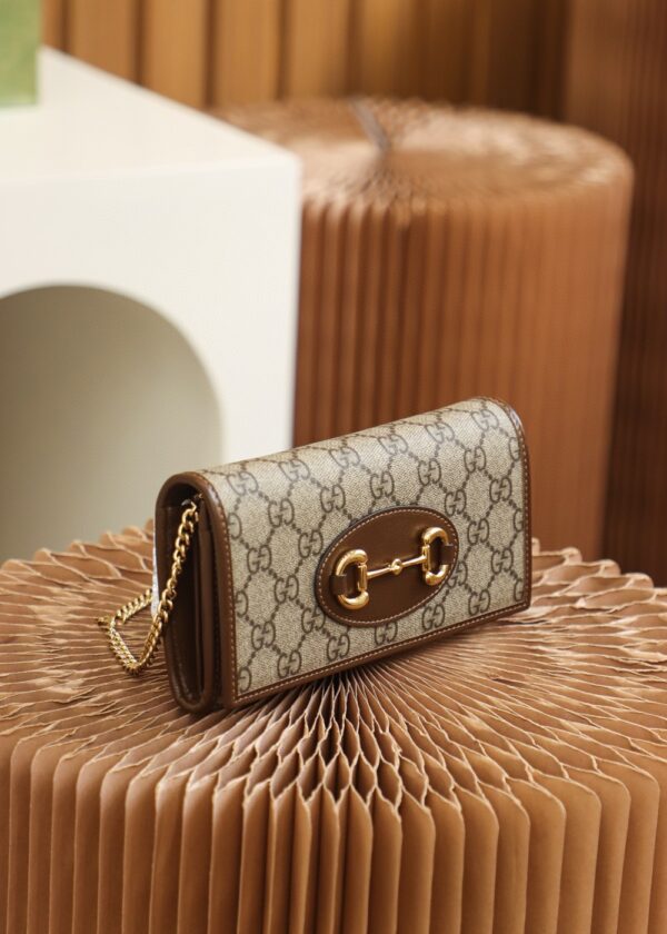 1:1 Replica Gucci Horsebit 1955 Wallet With Chain 19cm Beige