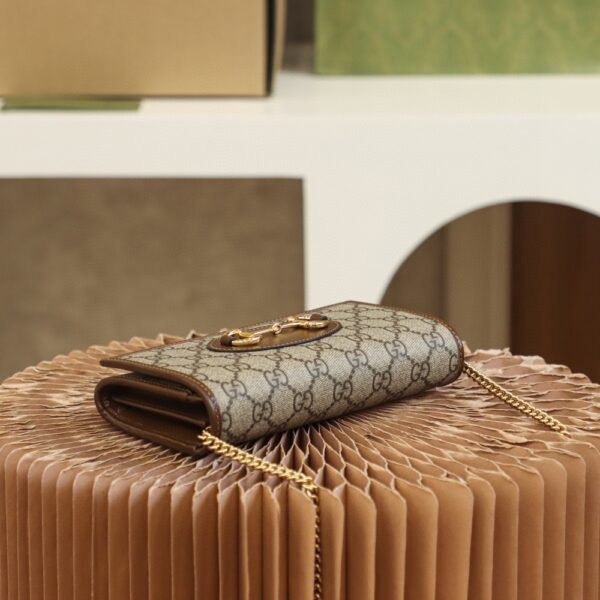 1:1 Replica Gucci Horsebit 1955 Wallet With Chain 19cm Beige