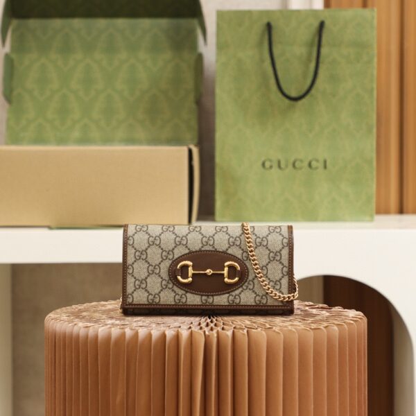 1:1 Replica Gucci Horsebit 1955 Wallet With Chain 19cm Beige