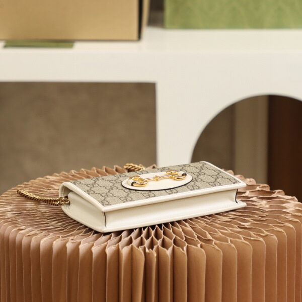 1:1 Replica Gucci Horsebit 1955 Wallet With Chain 19cm Beige