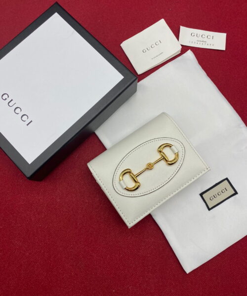 1:1 Replica Gucci Horsebit 1955 White Card Case Women's Wallet 11cm/4.3in GG ‎621887 0YK0G 9022