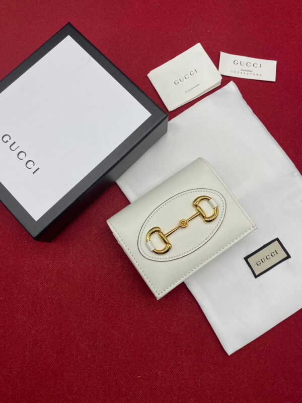 1:1 Replica Gucci Horsebit 1955 White Card Case Women's Wallet 11cm/4.3in GG ‎621887 0YK0G 9022