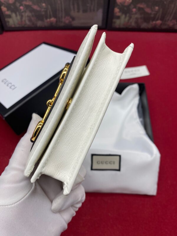 1:1 Replica Gucci Horsebit 1955 White Card Case Women's Wallet 11cm/4.3in GG ‎621887 0YK0G 9022