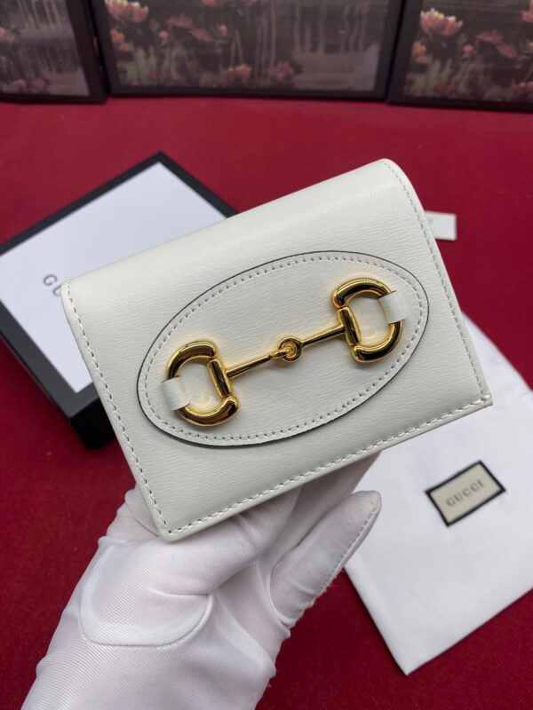1:1 Replica Gucci Horsebit 1955 White Card Case Women's Wallet 11cm/4.3in GG ‎621887 0YK0G 9022