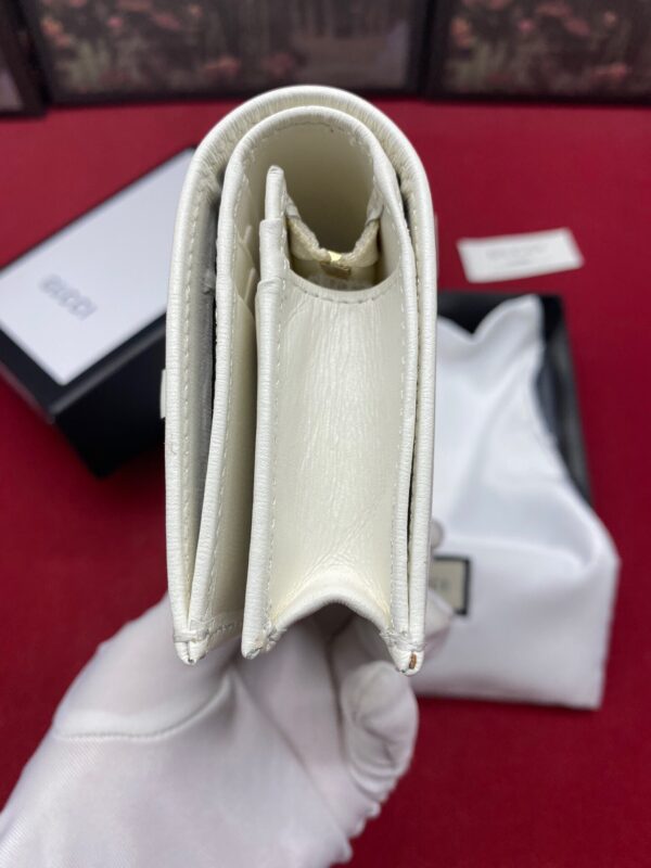 1:1 Replica Gucci Horsebit 1955 White Card Case Women's Wallet 11cm/4.3in GG ‎621887 0YK0G 9022