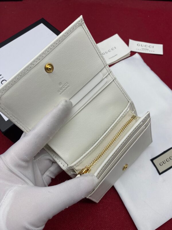 1:1 Replica Gucci Horsebit 1955 White Card Case Women's Wallet 11cm/4.3in GG ‎621887 0YK0G 9022