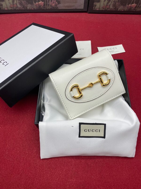 1:1 Replica Gucci Horsebit 1955 White Card Case Women's Wallet 11cm/4.3in GG ‎621887 0YK0G 9022